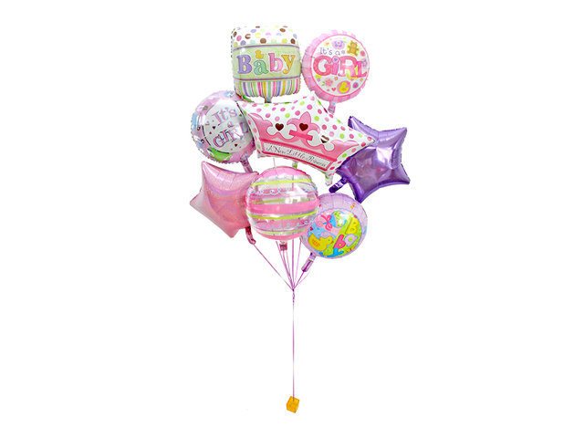 Balloon Gift - New Born Baby girl helium balloon X 8 - L154647 Photo