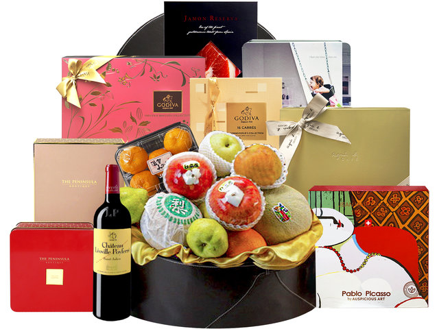 Fruit Basket - Deluxe Wine Gift Hamper (H1) - L80482 Photo